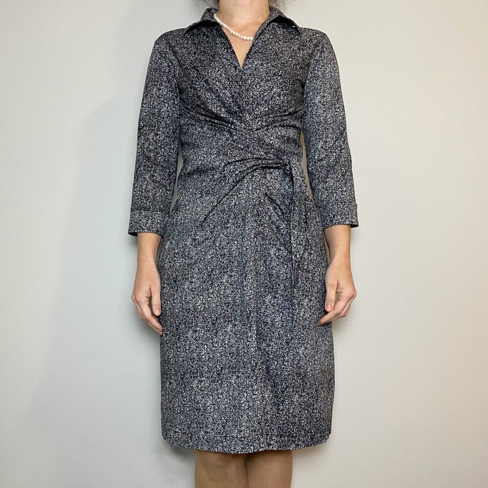 Samantha Sung Black/White Print Wrap Dress - Picture 2 of 11
